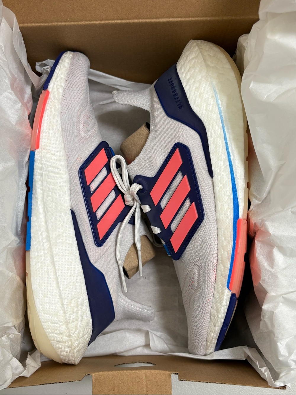 Adidas - Ultraboost 22 Running Shoe - Crystal White/Turbo/Legacy Indigo - 7